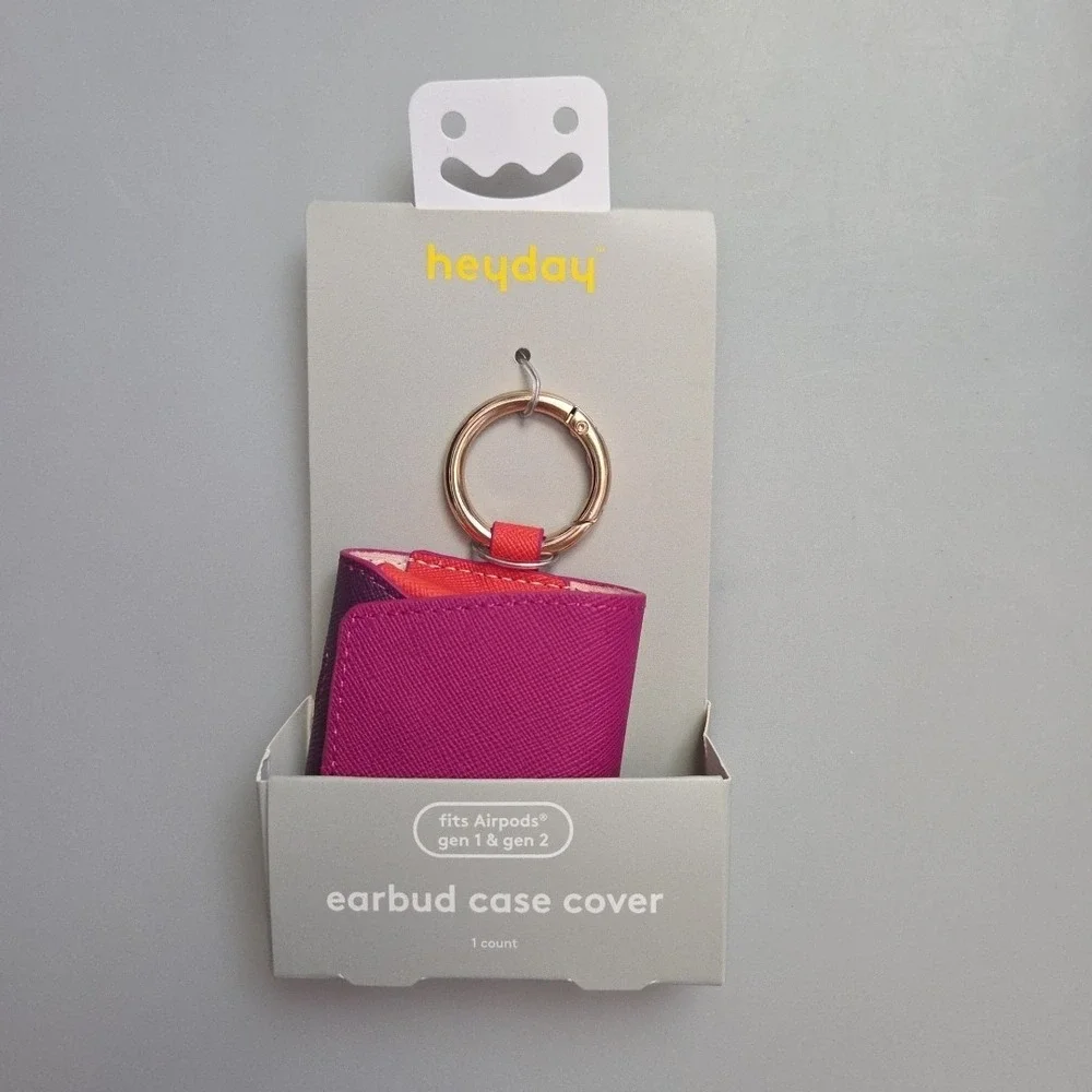Heyday Faux Leather Case w/Clip fits Apple AirPods Gen 1 & 2 - Orchid/Red/Purple